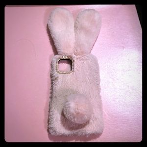 •IPHONE 11 PINK FLUFFY BUNNY PHONE CASE•